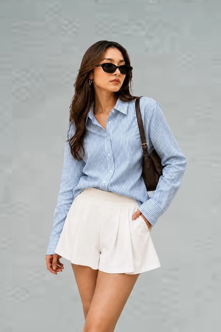 Women Regular Fit Striped Spread Collar Casual Shirt