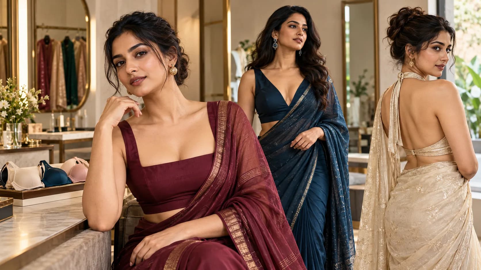 Bra styles to wear with different saree blouse designs