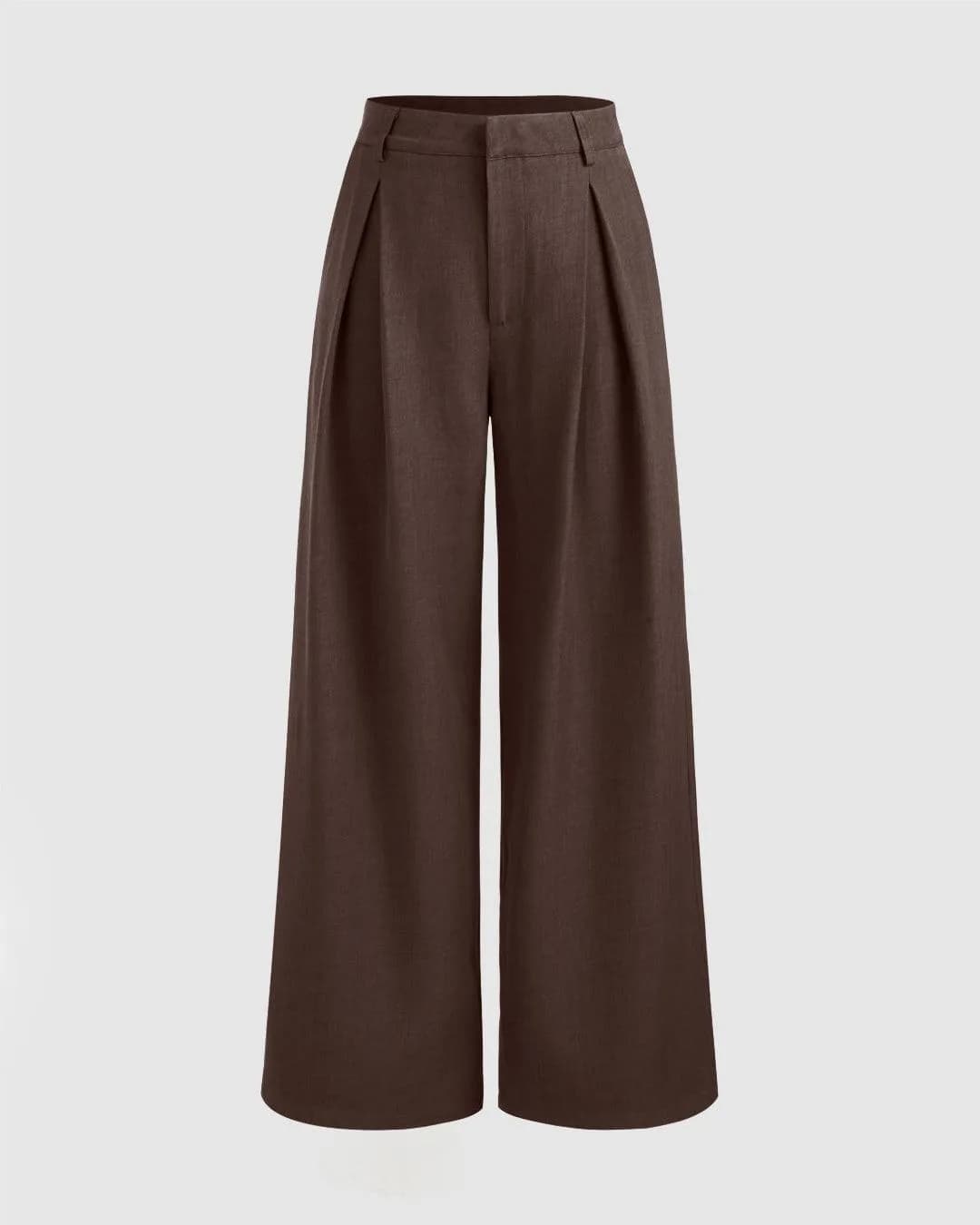 Mid Rise Solid Pocket Straight Leg Trousers In Coco Brown