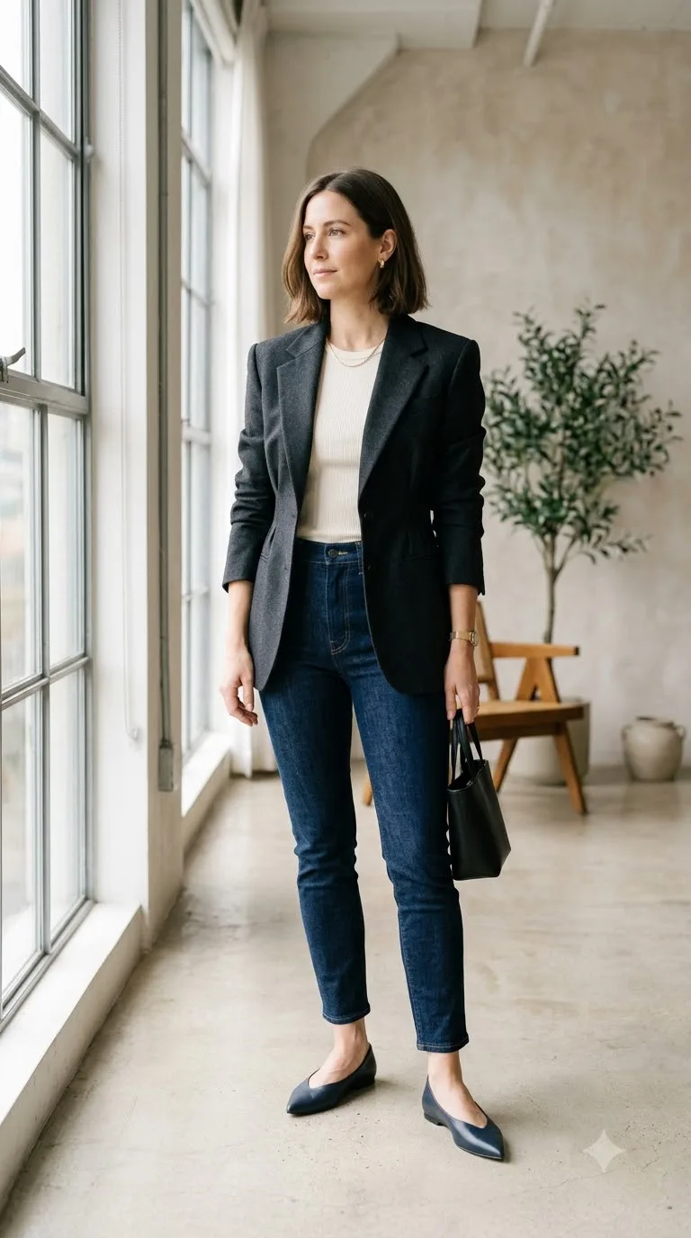 Blazer and pointed flats