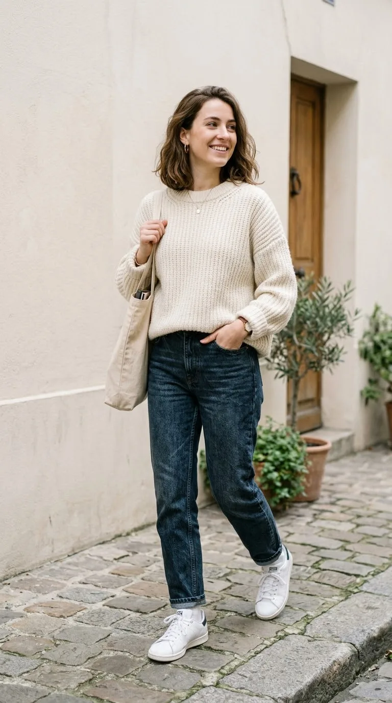 Relaxed knit and clean sneakers