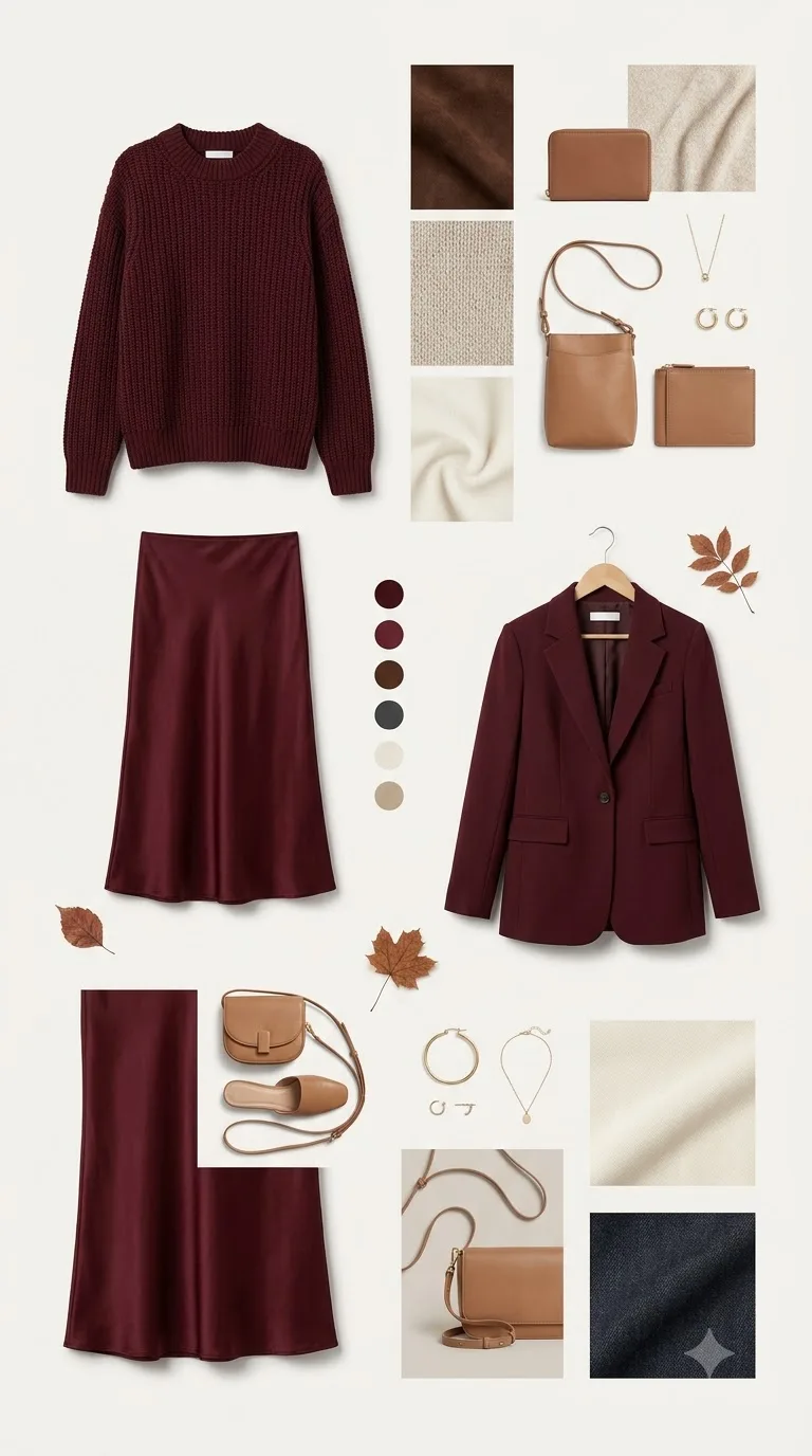 stylish burgundy inspired autumn wardrobe