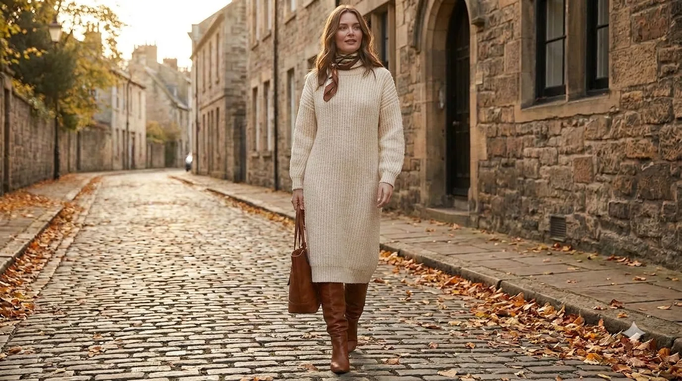 Knit midi dress boots